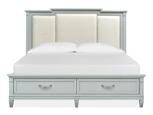 Glenbrook Complete King Panel Storage Bed W/Upholstered Headboard image