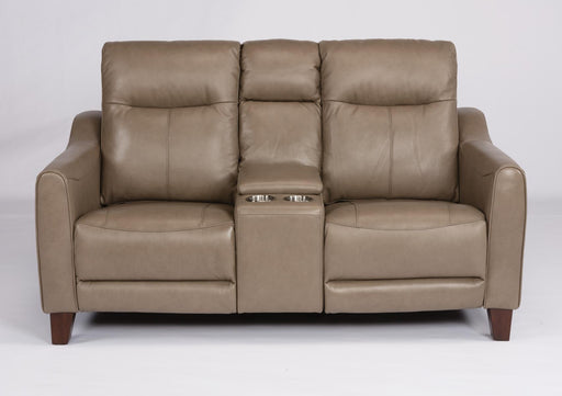 Flexsteel Latitudes Forte Leather Power Reclining Loveseat w/Console & Power Headrests image