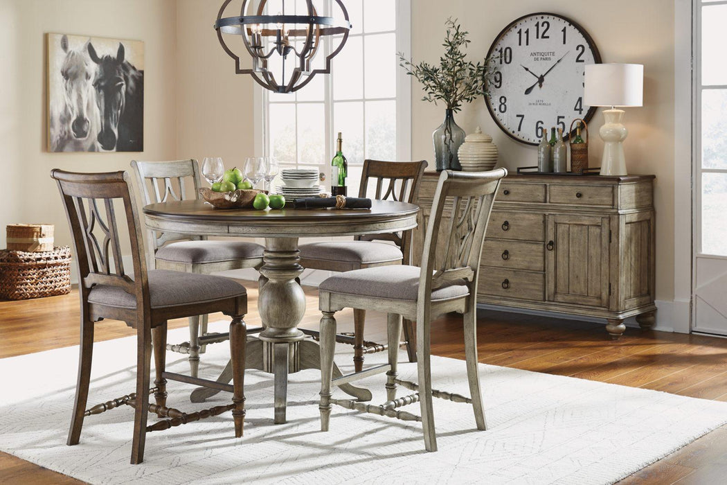 Flexsteel Wynwood Plymouth Pedestal Counter Height Dining Table in Two-Toned