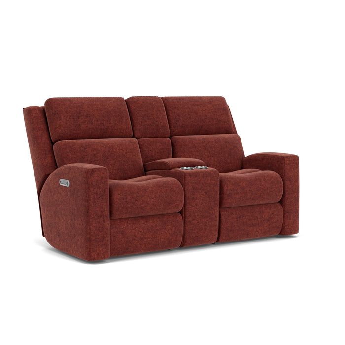 Score 2805-601L Power Reclining Loveseat with Console & Power Headrests & Lumbar