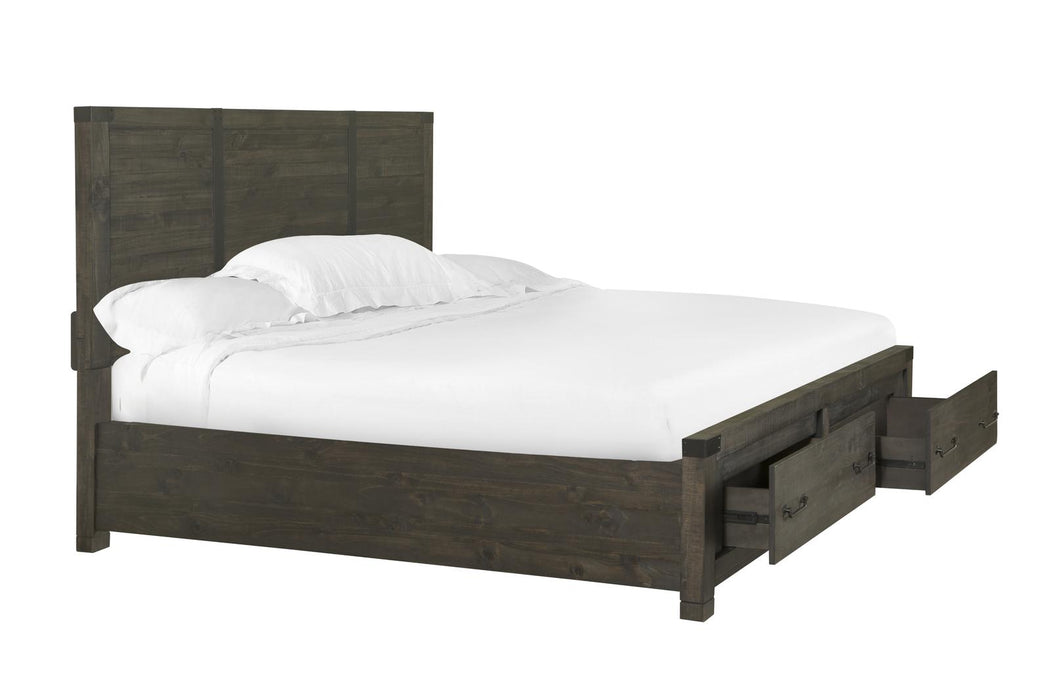 Magnussen Abington King Panel Storage Bed in Weathered Charcoal