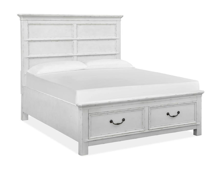 Magnussen Furniture Bellevue Manor King Storage Bed in Weathered Shutter White