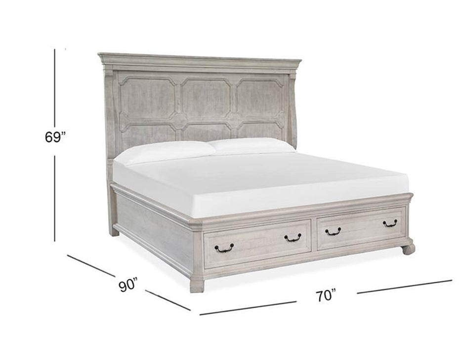 Magnussen Furniture Bronwyn Queen Panel Storage Bed in Alabaster