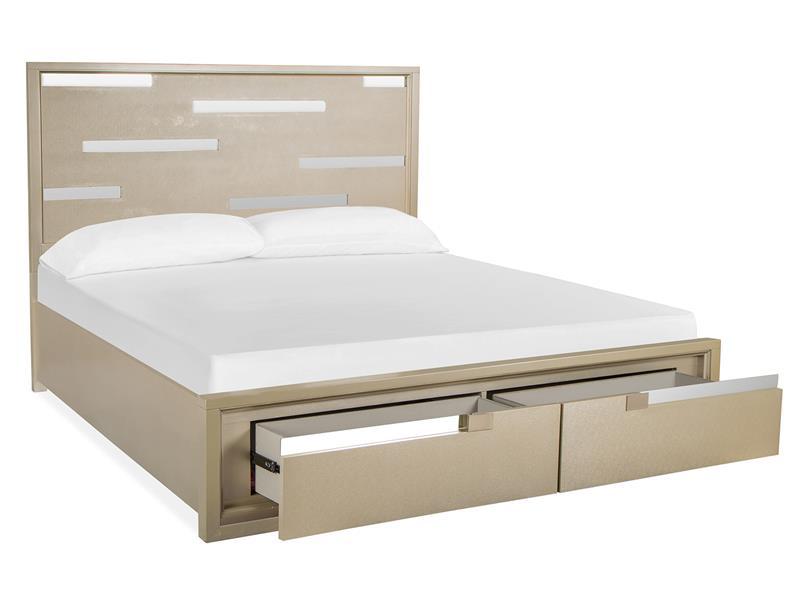 Magnussen Furniture Chantelle California King Panel Storage Bed in Champagne