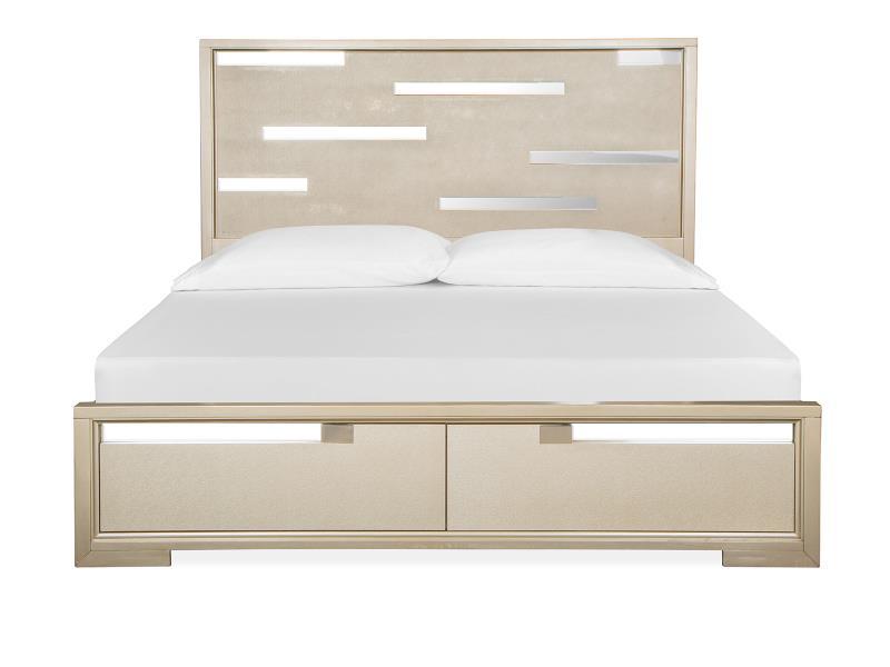 Magnussen Furniture Chantelle King Panel Storage Bed in Champagne