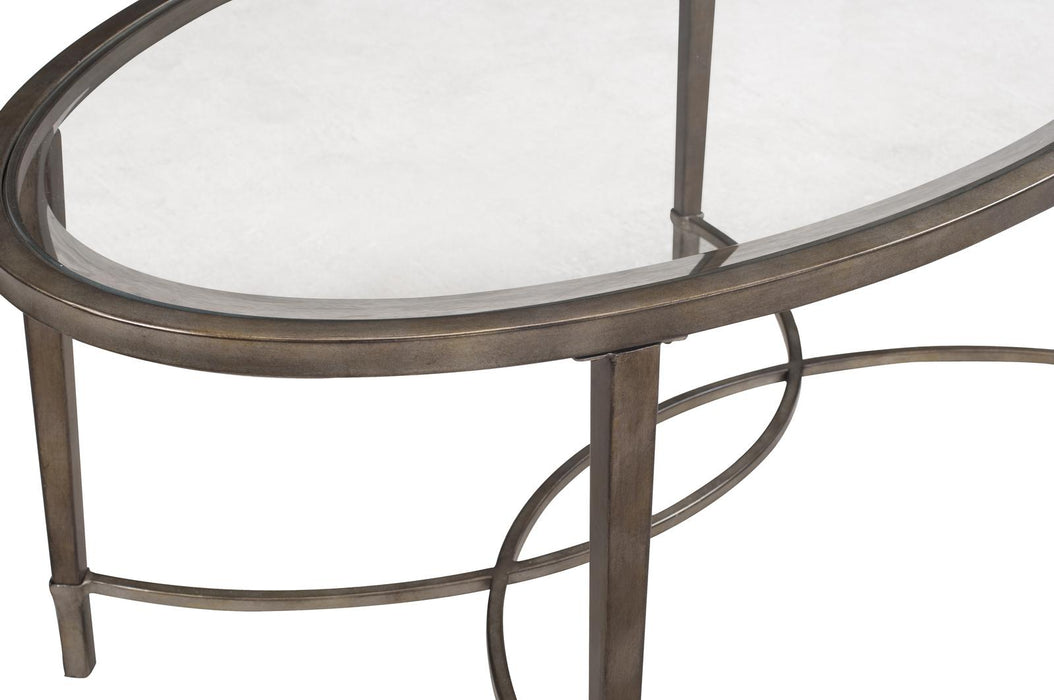 Magnussen Furniture Copia Oval End Table in Antiqued Silver