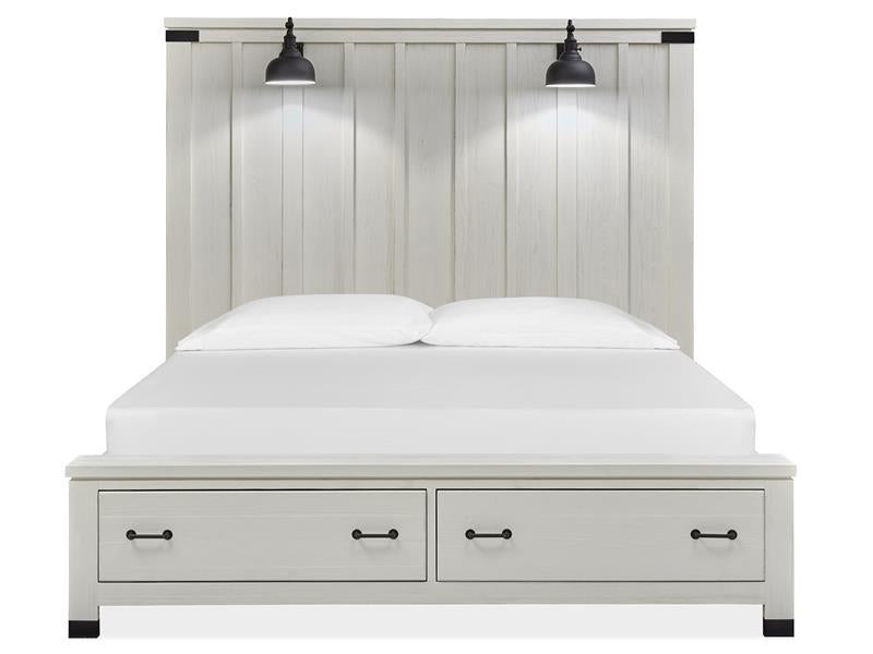 Magnussen Furniture Harper Springs California King Panel Storage Bed in Silo White