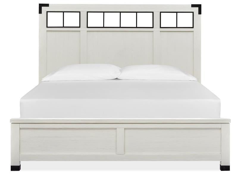 Magnussen Furniture Harper Springs King Panel Bed with Metal/Wood in Silo White