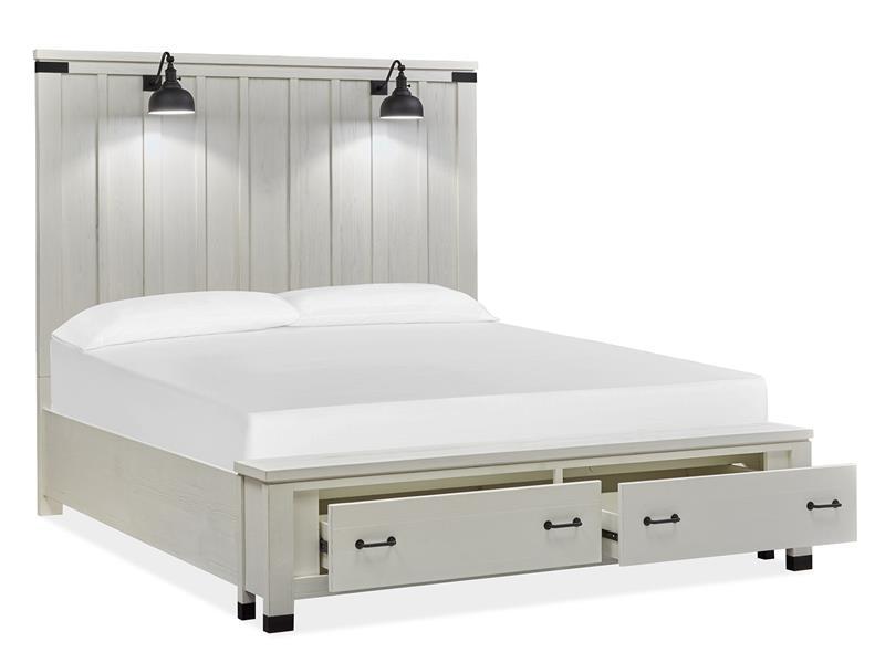 Magnussen Furniture Harper Springs Queen Panel Storage Bed in Silo White