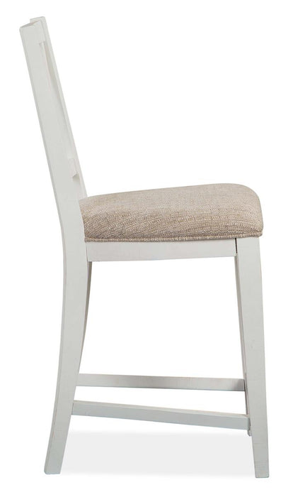 Magnussen Furniture Heron Cove Counter Chair with Upholstered Seat in Chalk White (Set of 2)
