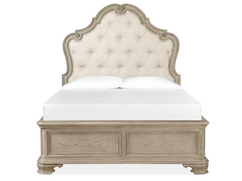 Magnussen Furniture Jocelyn Queen Upholstered Shaped Bed in Weathered Taupe