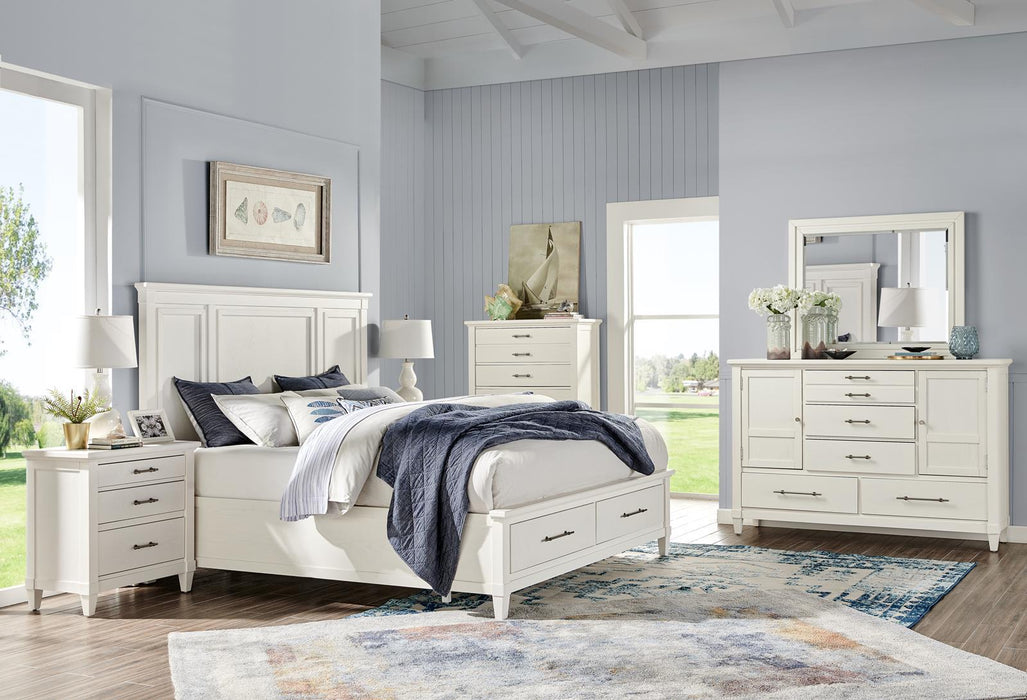 Magnussen Furniture Lola Bay California King Panel Storage Bed in Seagull White