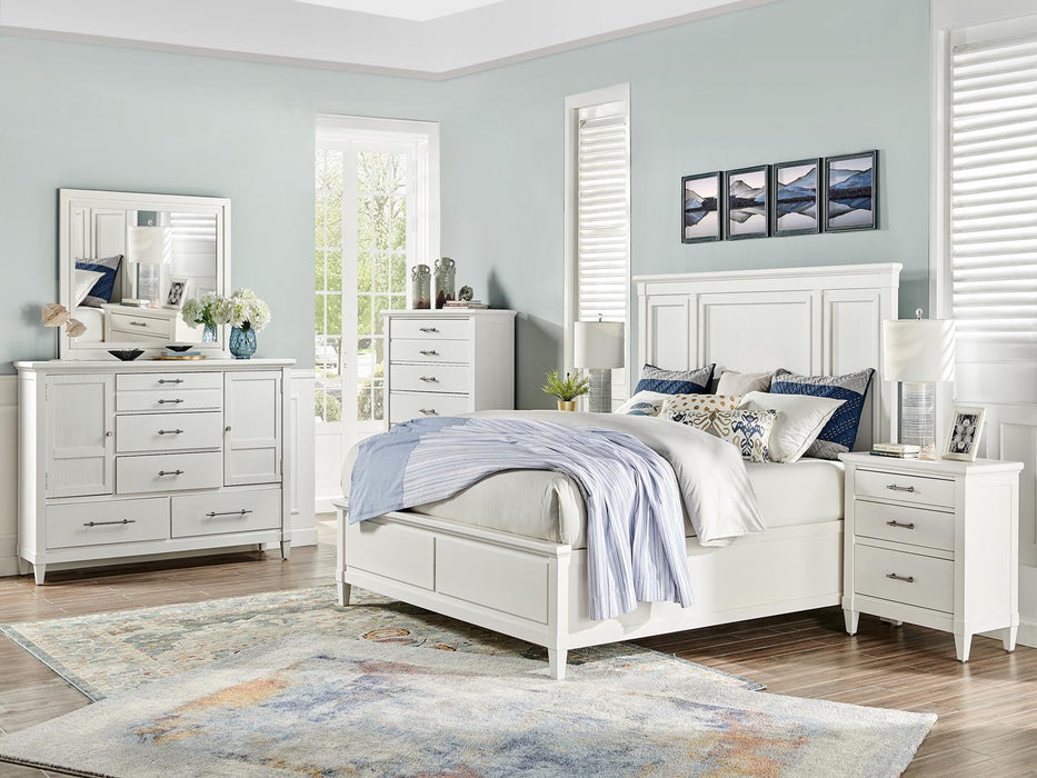 Magnussen Furniture Lola Bay King Panel Bed in Seagull White