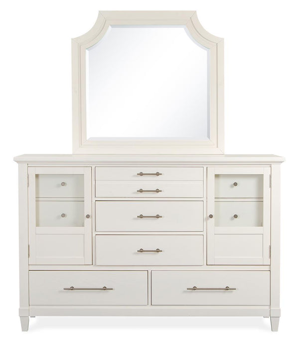 Magnussen Furniture Lola Bay Shaped Mirror in Seagull White