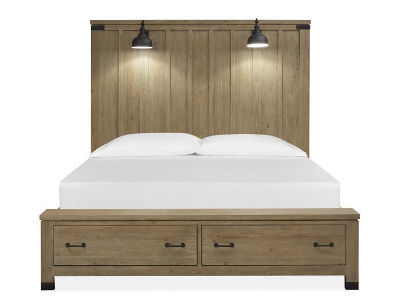 Magnussen Furniture Madison Heights California King Panel Storage Bed in Weathered Fawn