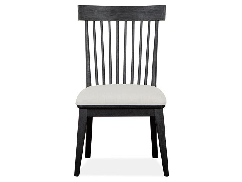 Magnussen Furniture Madison Heights Dining Side Chair with Upholstered Seat and Wood Windsor Back (Set of 2) in Weathered Fawn