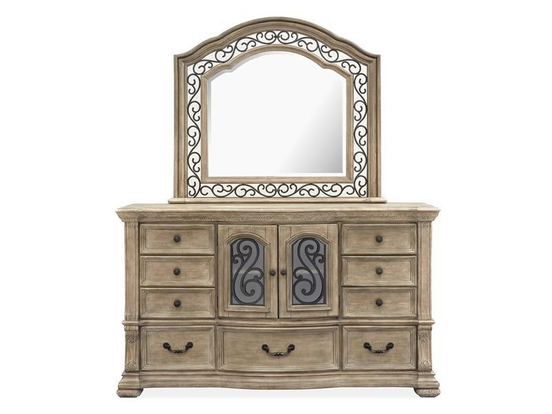 Magnussen Furniture Marisol Shaped Mirror in Fawn/Graphite