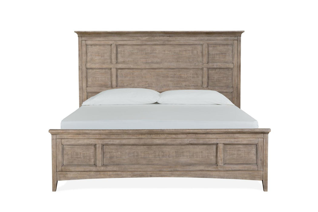 Magnussen Furniture Paxton Place King Panel Bed with Storage Rails in Dovetail Grey