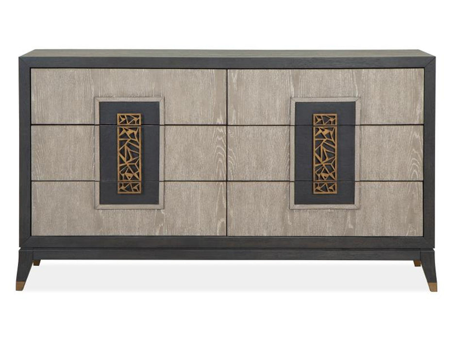 Magnussen Furniture Ryker Double Drawer Dresser in Nocturn Black/Coventry Grey