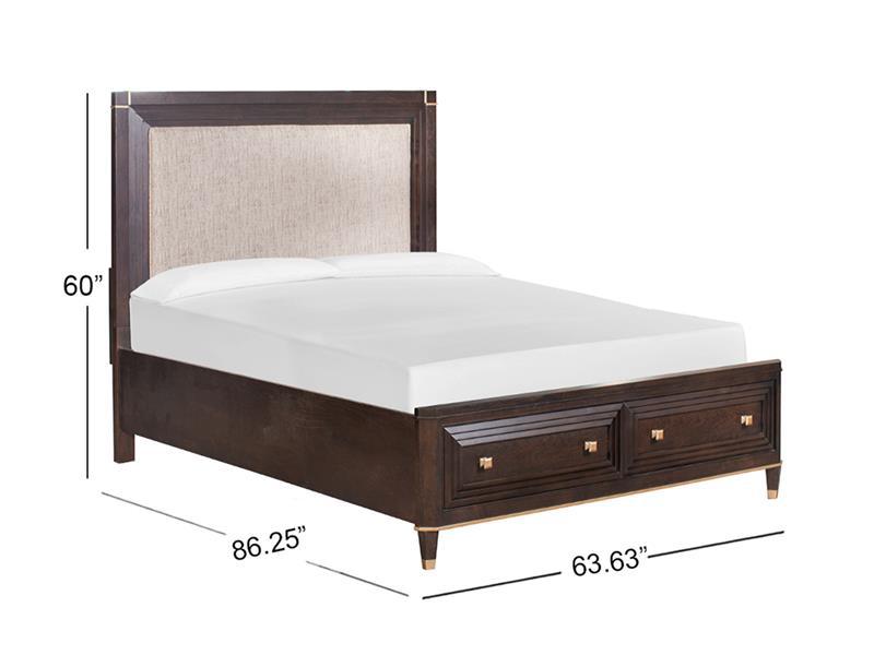 Magnussen Furniture Zephyr Queen Upholstered Panel Storage Bed in Sable